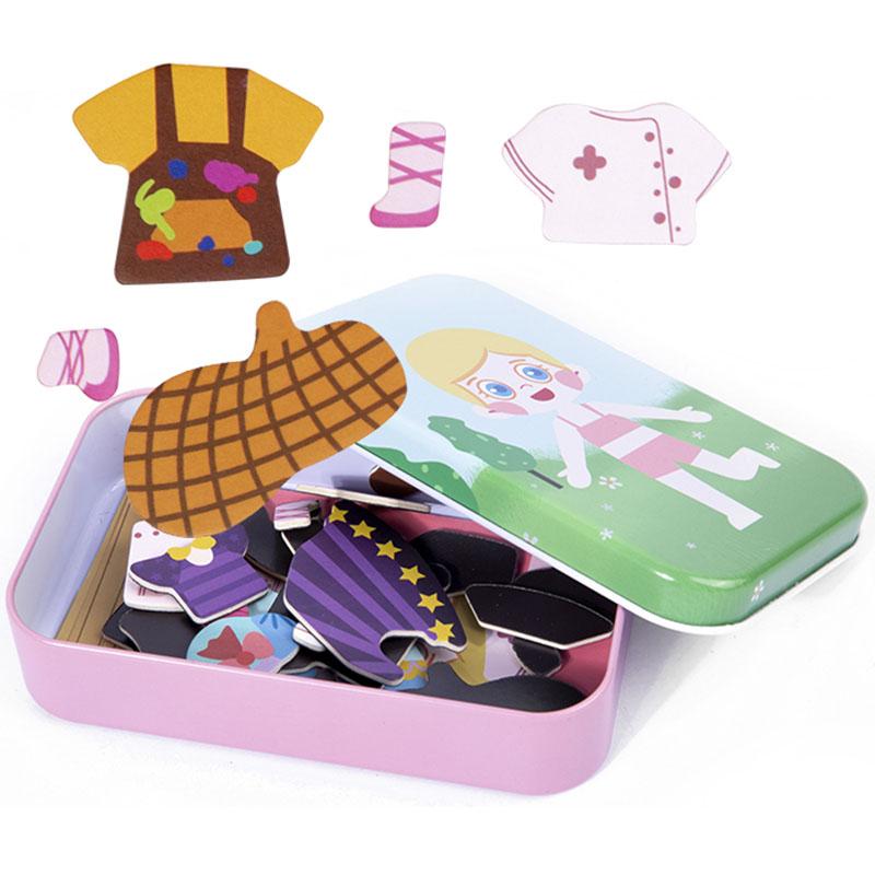 Magnetic 3D Puzzle Children Dress Up Change Facial Expression Game Iron Box Jigsaw Early Education Imagination Toys Girls Gifts