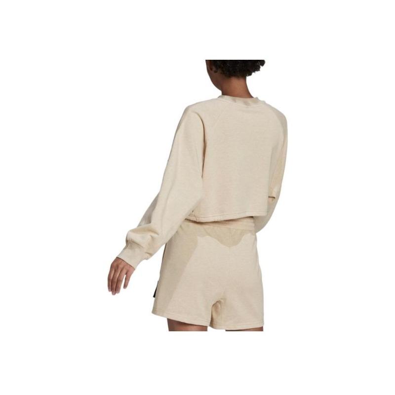 adidas Felpa a Maniche Lunghe Girocollo Donna Top Beige HE3095