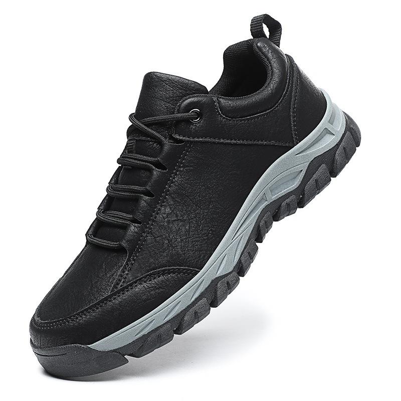Leather waterproof sports shoes men's deodorant wear-resistant casual shoes men's running shoes large size trendy shoes men