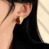 Maillard Contrasting Amber Stud Earrings Retro Hong Kong Style Earrings Women'S Light Luxury High-End Fashion Versatile Earrings