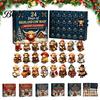 Cute PVC Collectible Figures 24 Days of 3D Highland Cow Christmas Advent Calendar, Farm Desktop Holiday Ornaments Cattle Countdown Calendar with Mini