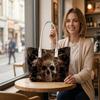 Bohemian Skull Printed Large Top Handle Shoulder Bag for Daily Use