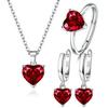 Heart-Shaped Zircon Jewelry Set: Earrings, Necklace & Open Ring - Elegant and Luxurious Fashion Accessories