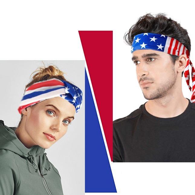 American Flag Independence Day Headband Sporty Elastic Headband, Women's Fashionable Crisscross Wide Headband Hair Accessory