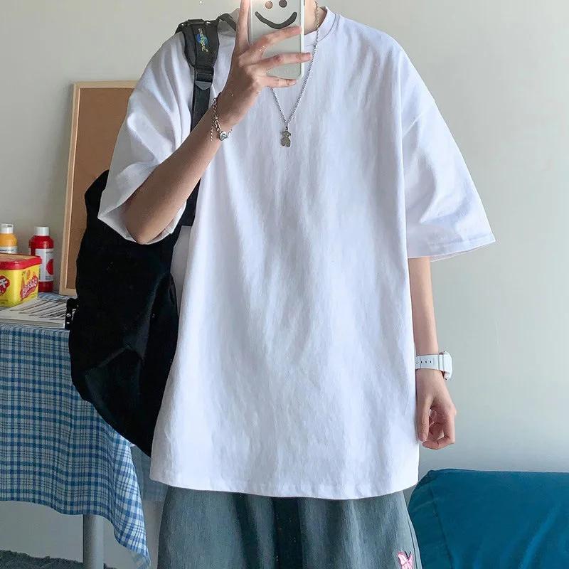 Men's Cotton Oversized T-shirt Loose Tops Tshirts For Clothing Breathable Casual Pattern Short Sleeve Tees Streetwear Recommend