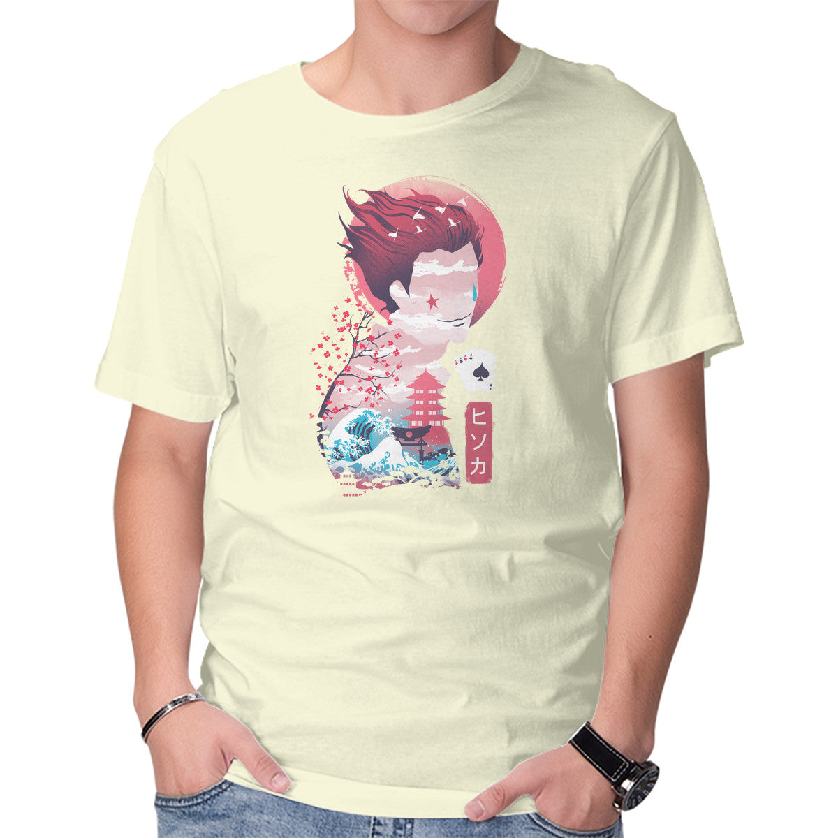 Unisex Crew Neck T-Shirt Ukiyo-E Hunter Graphic Short Sleeve Casual Tee XXXL