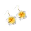Big Flower Design Flower Drop Earrings Colorful Resin White Green Pink Resin Flowers Earrings Handmade Craft Soft Clay