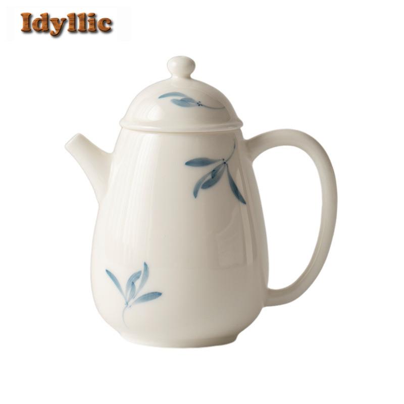 180ml Hand-painted White Porcelain Orchid Teapot Handmade Tea Infuser Pot Tea Brewing Kettle With Strainer Drinkware Gift Craft