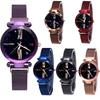 Stylish Women's Prismatic Glass Starry Sky Stainless Steel Bracelet Quartz Wrist Watch