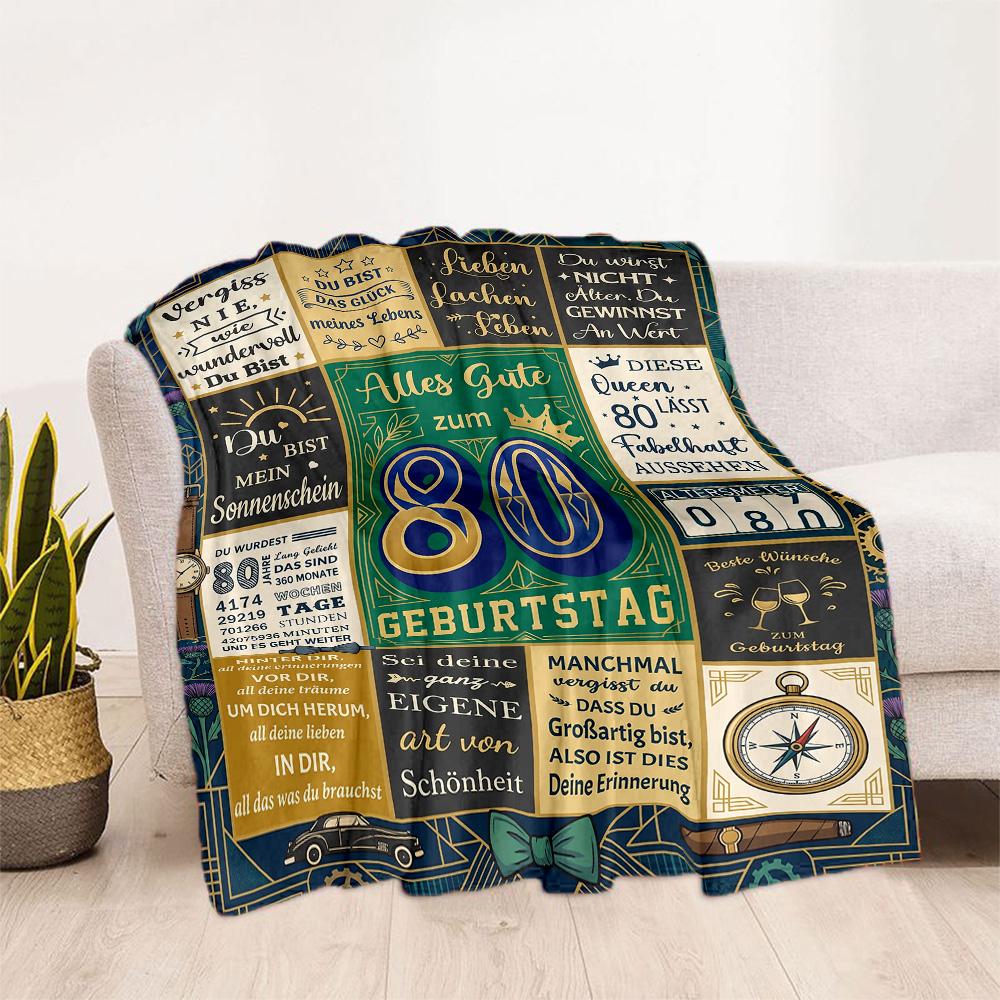 Coperta in Flanella per l'Ottantesimo Compleanno - Morbida e Adatta per Divani, Letti, Uffici, Viaggi, Tutte le Stagioni, Ottimo Regalo per Feste e Compleanni.