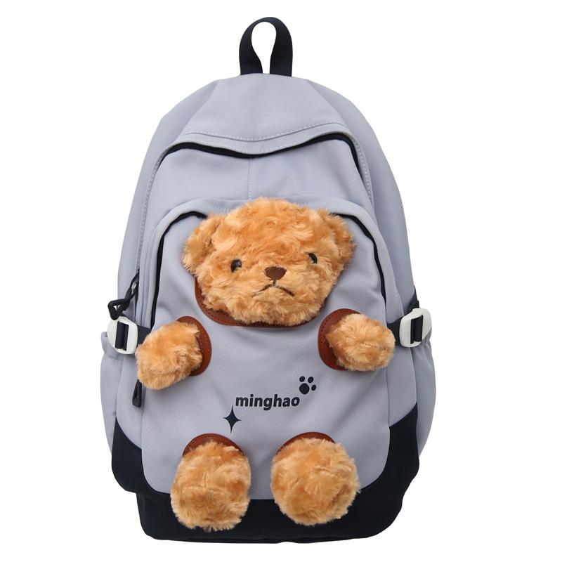 New Cute Bear Backpack Large Capacity Student Bag Middle School Student Backpack Fashion Korean Female Bag