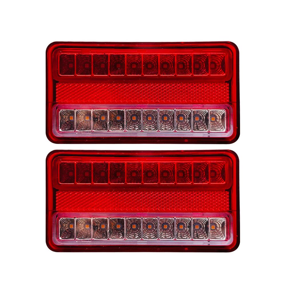 2Pcs 12-24V Turn Signal Brake Reverse Signal Lamp Lorry Camper Caravan RV Tractor LED Flowing Trailer Truck Tail Rear Lights красный