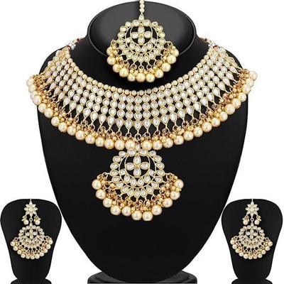 Trendy sada náhrdelníků s náhrdelníkem Kundan z pozlaceného svatebního šperku pro ženy