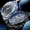 Mark Fairwhale Brand Men's Quartz Watches Stainless Steel Strap Waterproof Luminous Multifunctional Date Chronograph Watch Men