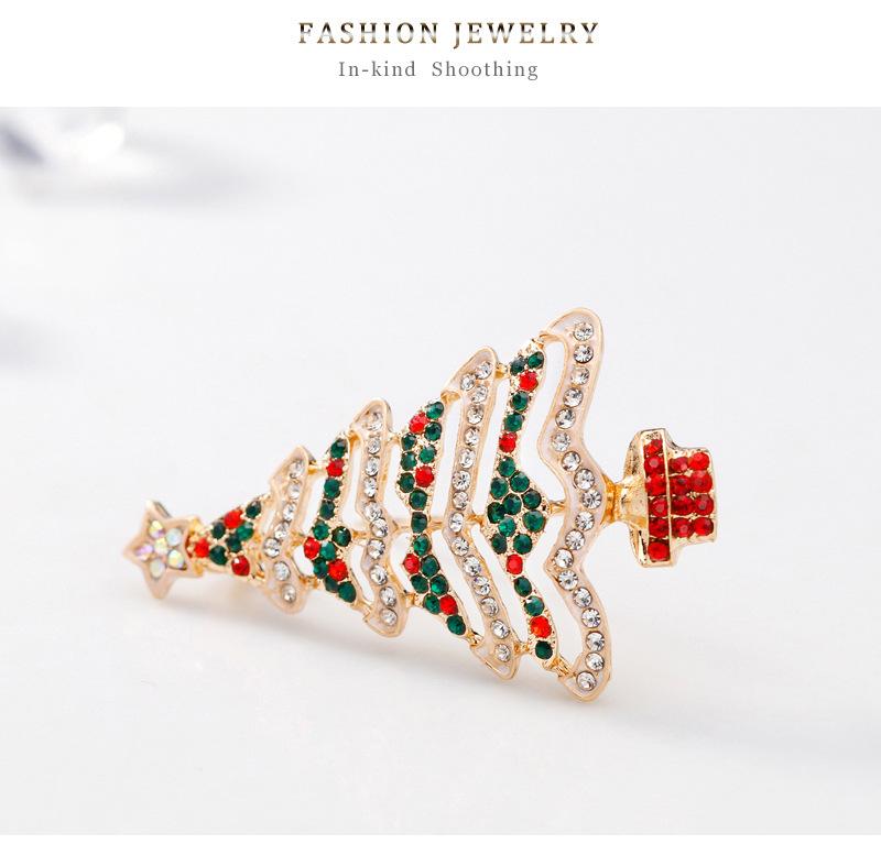 Women Christmas Tree Brooch Crystal Inlaid Breastpin Top Decoration Jewelry for Ladies