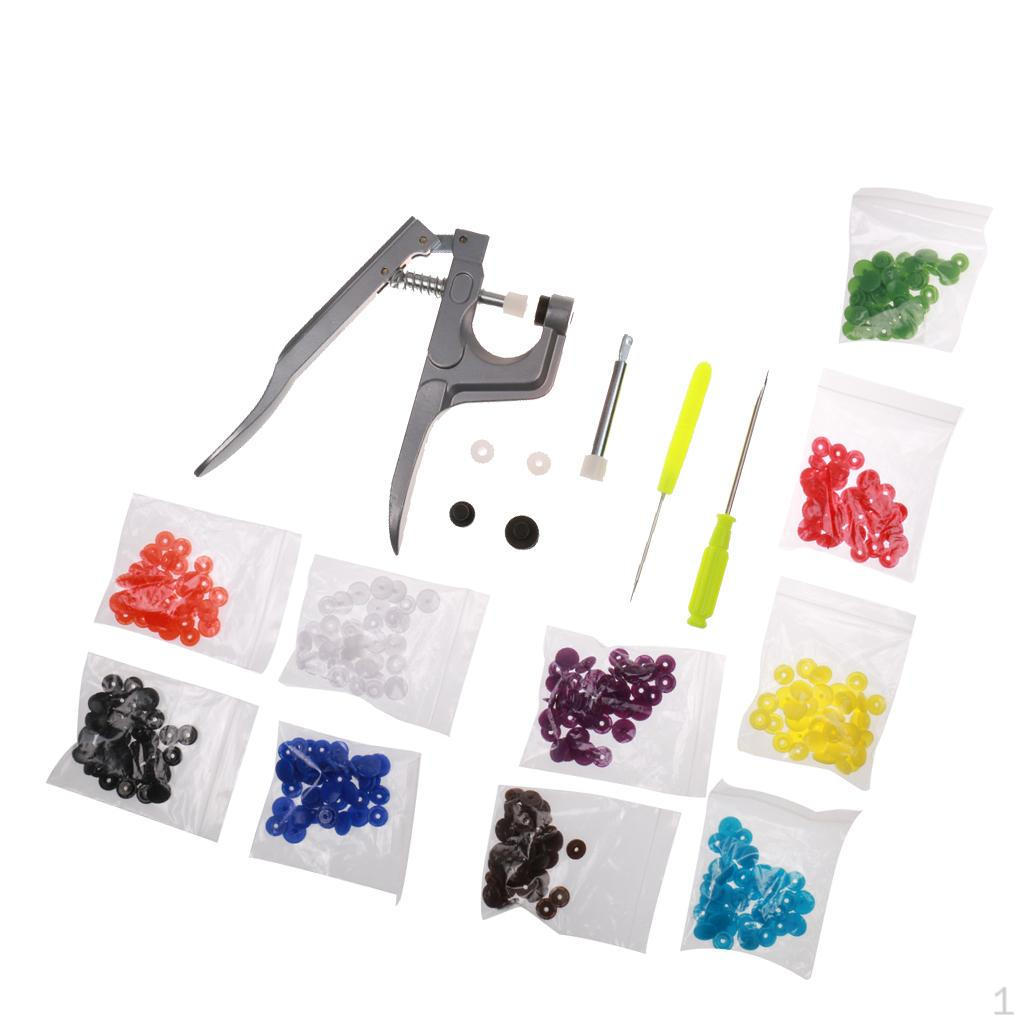 

Инструмент с плоскогубцами для установки пластиковых застежек на пуговицах и набор пуансонов