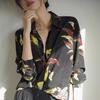 Retro Printed Silk Shirt Women's 2025 Spring and Summer Long-sleeved Loose High-end Mulberry Silk Shirt Temperament Bottoming Top
