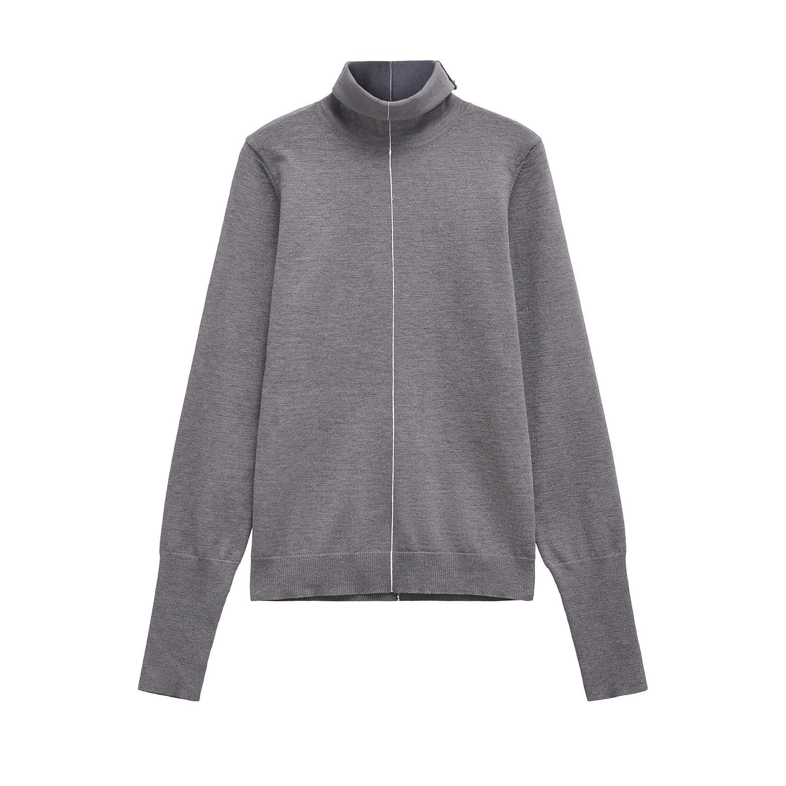 

Зимний женский свитер облегающего кроя с высоким воротником в европейском и американском стиле, 2024 Small серый