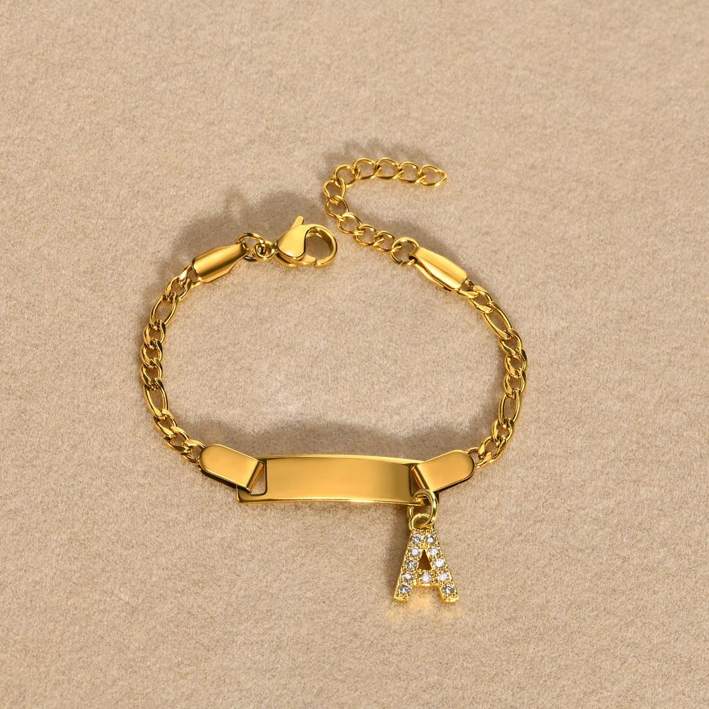 Stainless Steel Children'S Bracelet, Women'S Fashion 26 English Alphabet Jewelry, Simple Jewelry 798