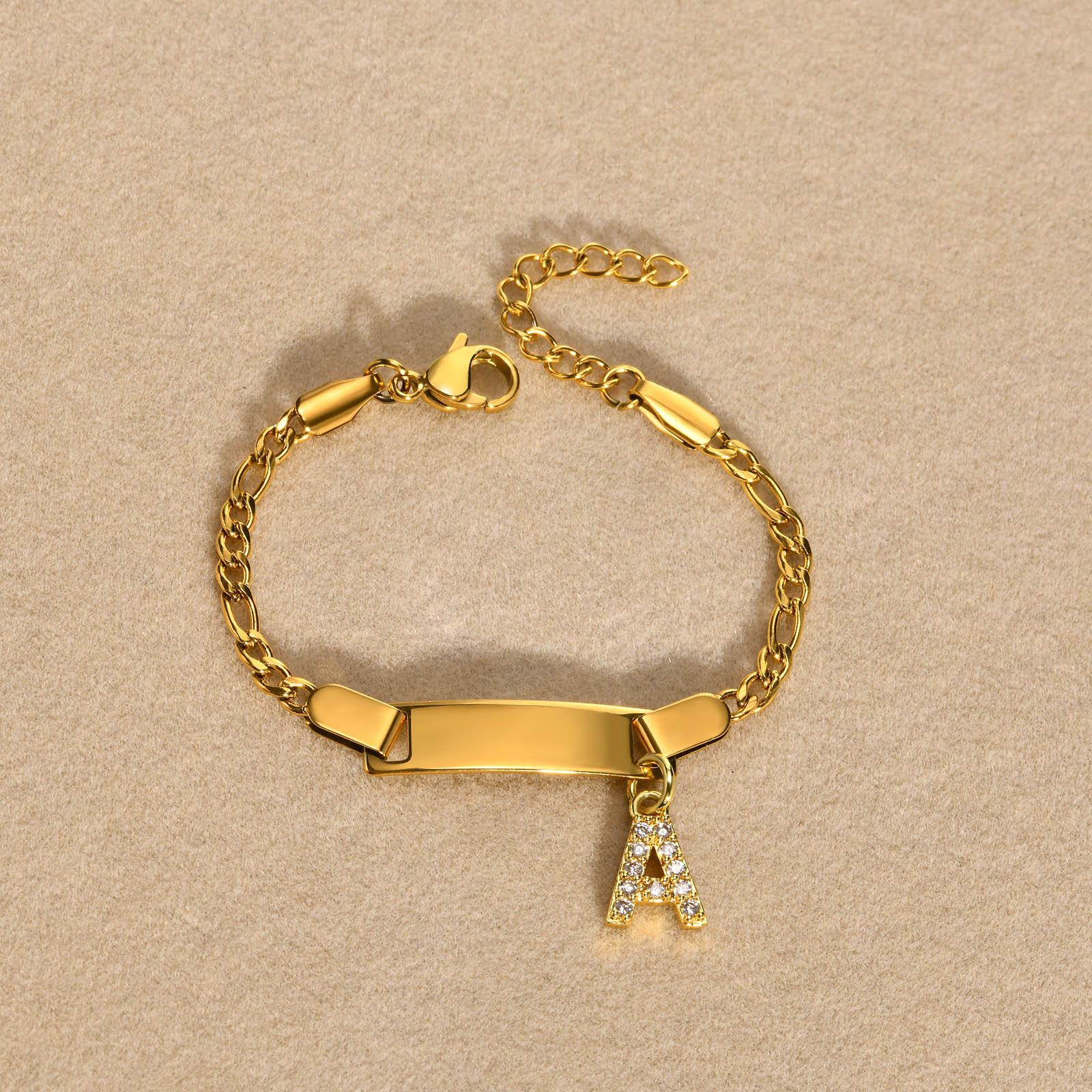 Stainless Steel Children S Bracelet, Women S Fashion 26 English Alphabet Jewelry, Simple Jewelry 798