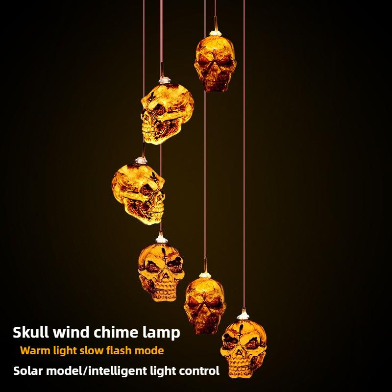 LED Halloween Solar String Lights Skull Ghost Pumpkin Shape Outdoor Yard Garden Horror Decor Waterproof Party Lighting Props