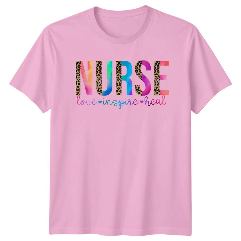 Nurse Love Inspire Heal Leopard TShirt Nursing Job Tee