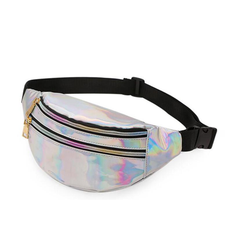 New Arrival Pu Leather Geometric Pattern Chest Bags For Girls Boys Laser Water-Repellent Sports Waist Pack Pocket Crossbody Bags
