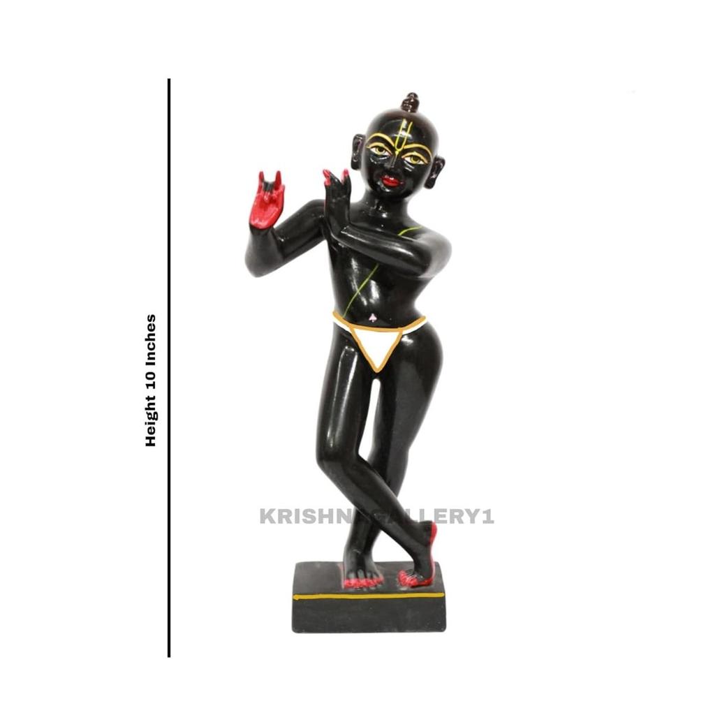 Polyresin Zwart Krishna Banke Bihari Kanha ji Murti Beeld Idool voor Huis Pooja Cadeaustuk Kantoor Decoratie Idool Maat 25,4 cm