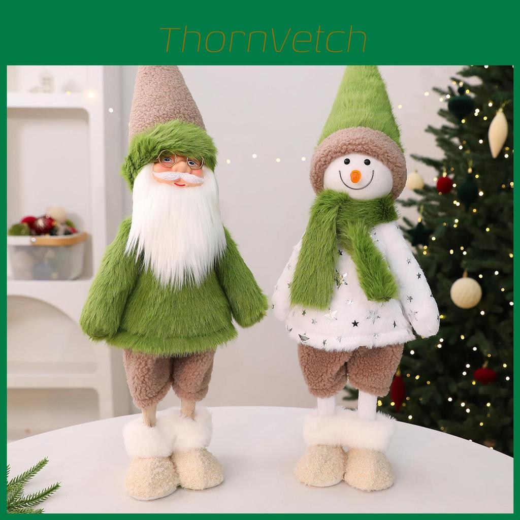 Weihnachtsdeko Plüschpuppe mit grünem Schal für Schaufensterdekoration