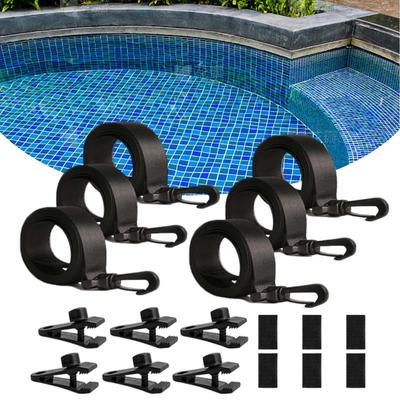 Solar Cover Reel Straps Solar Cover Attachment Kit Including 6 Webbing 6 Clips 6 Buckle Easy Installation