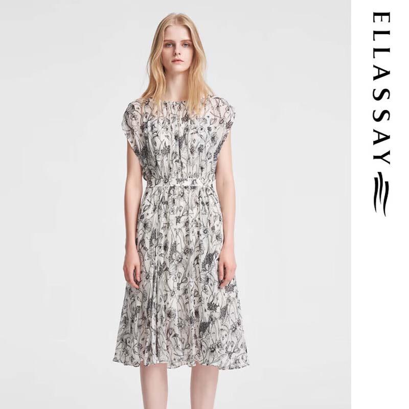 

ELLASSAY Women s Mulberry Silk Iris Print Dress S