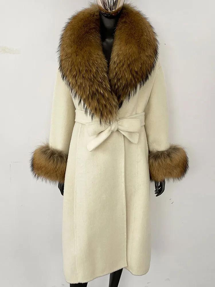 OFTBUY Wool Coat Women 2024 Autumn Winter Real Fox Fur Jacket Female Long Warm Natural Fox Fur Collar Fur Cuffs Coat Woolen Coat