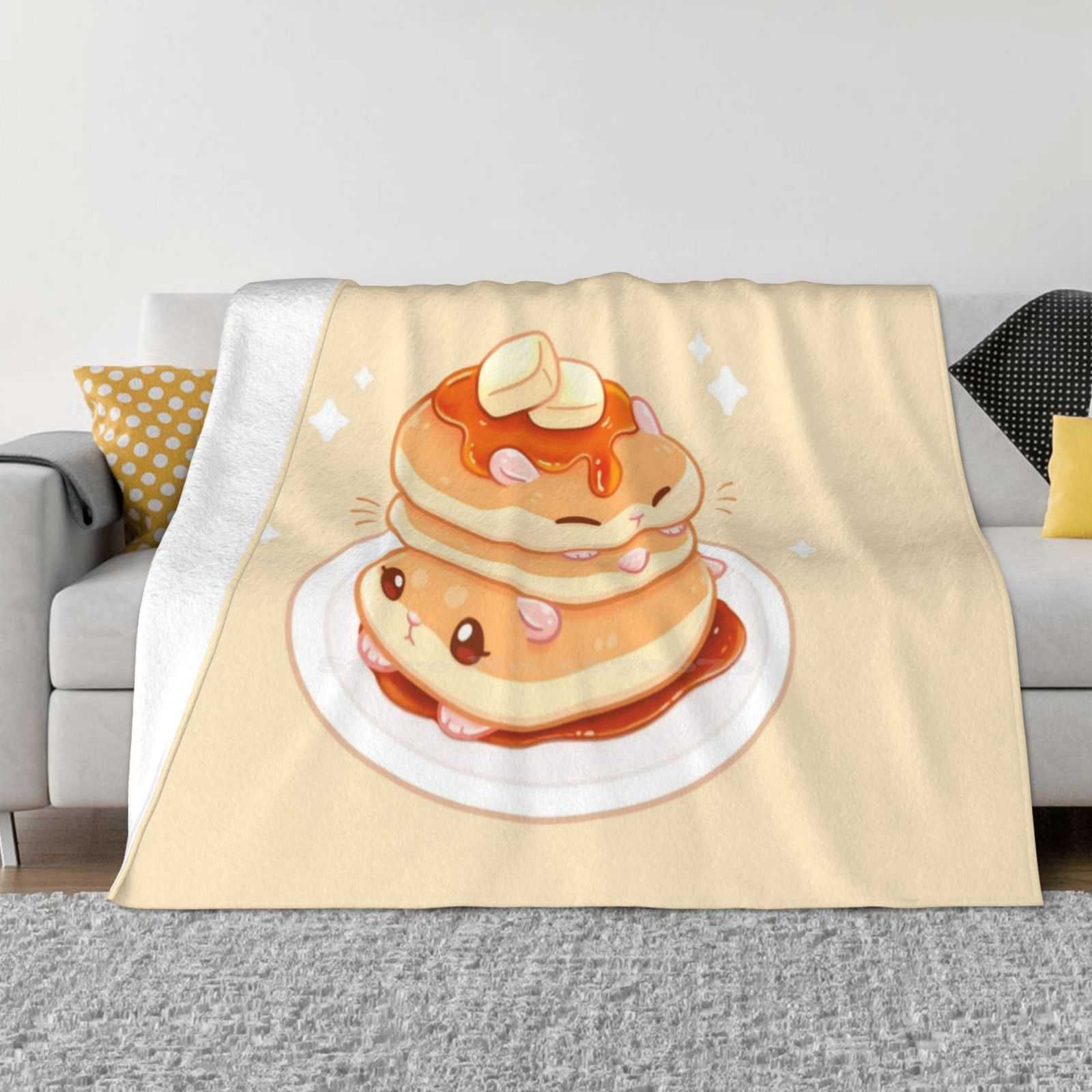 Hamcakes Новое Поступление Мода Отдых Теплое Фланелевое Одеяло Блины Еда для Хомяков Питомцы Милое Искусство Каваи Забавное Искусство Lilypawstudio 30x40in