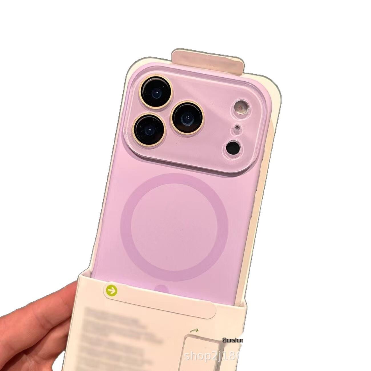 

Liquid Silicone Magnetic Case for iPhone 17 Pro with Crystal Lens Film, Full Coverage 14 Pro