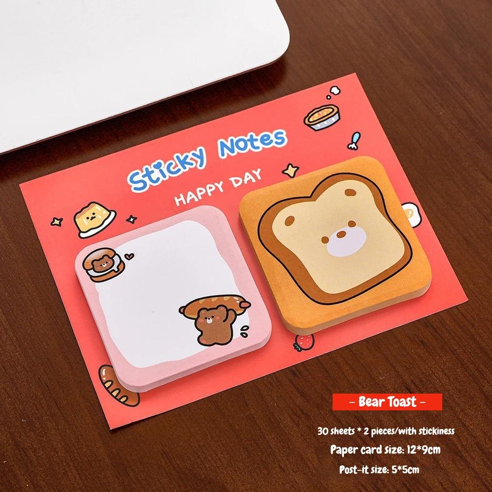 New Kawaii Cartoon Animal Sticky Notes Sticker 60Sheets Cute Rabbit Bear Capybara Astronaut Memo Pad School Office Stationery