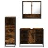 3 Piece Bathroom Furniture Set Smoked Oak Wood Based Material