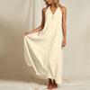 Women’s Summer Sleeveless V Neck Backless Dress with Pockets Cotton Linen Casual Sun Dress for Daily Wear Beach Holiday