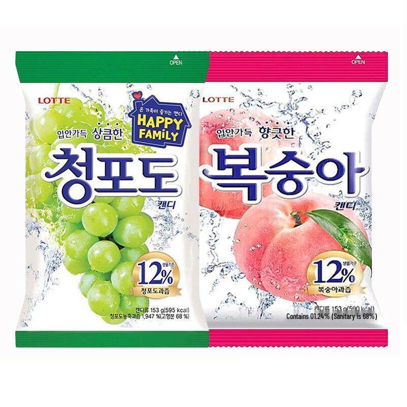 Lotte Green Grape & Peach Hard Candy Snacks - Imported Korean Treats