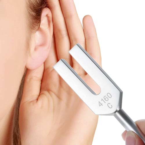 Dreld Angel Tuning Fork Set (4096Hz, 4160 Hz, 4225 Hz) with Silicone Hammer and Soft Storage Bag, Silver