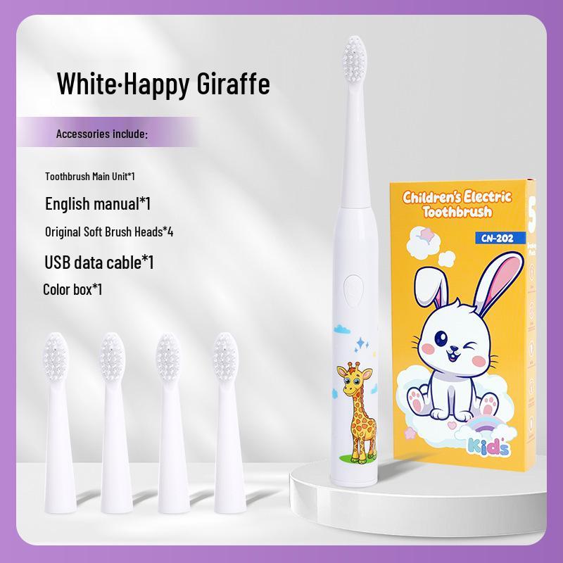 Rechargeable Electric Toothbrush for Kids: Soft Bristles, Waterproof, Automatic, Cartoon Design, Safe for Baby Teeth