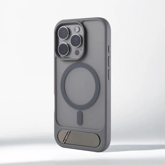 Invisible Metal Stand Magnetic Bumper Case For iPhone 18 17 16 Pro Max 15 14 13 Pro For MagSafe Wireless Charge Shockproof Cover