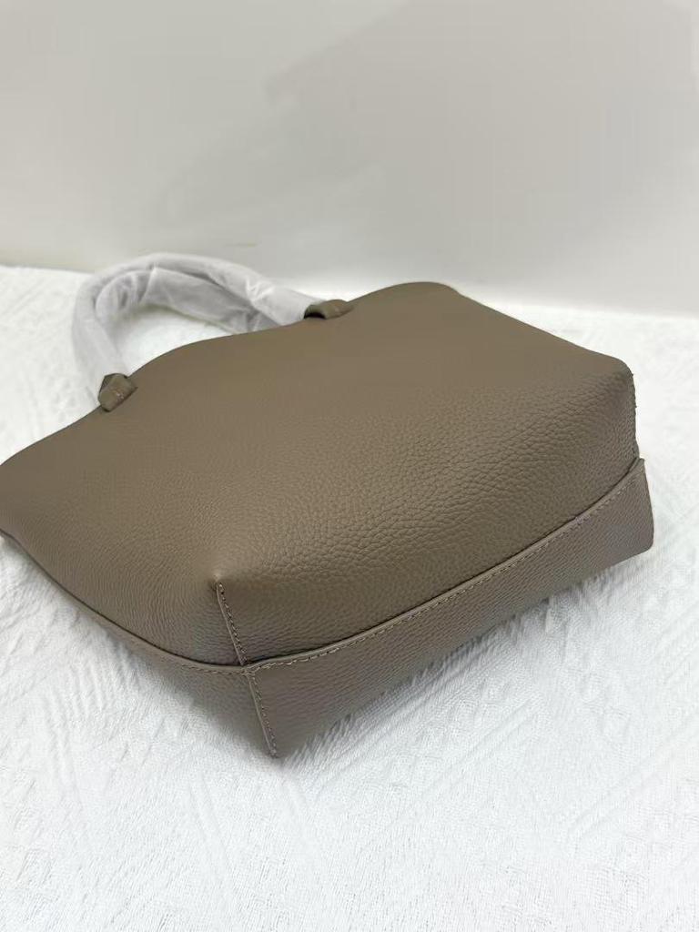 The Row Genuine Leather Small Tote Bag - Large Capacity, Lychee Pattern, Shoulder/Crossbody/Underarm Styles.