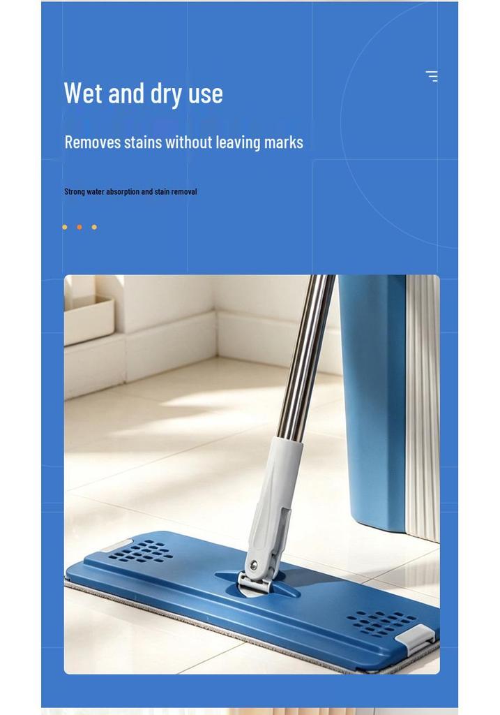 Dual-Use Hands-Free Flat Mop & Bucket Set for Dry and Wet Cleaning in Homes