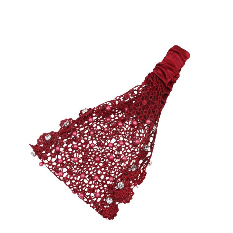 Fascia a Tesa Larga con Foro e Perline, Stile Celebrità Douyin, Nasconde i Capelli Bianchi, Copricapo/Foulard Versatile
