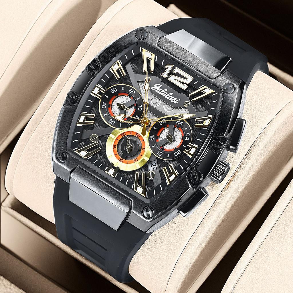Wine Barrel Type Sports Men'S Watch Multi-Functional Waterproof Luminous Calendar Men'S Watch