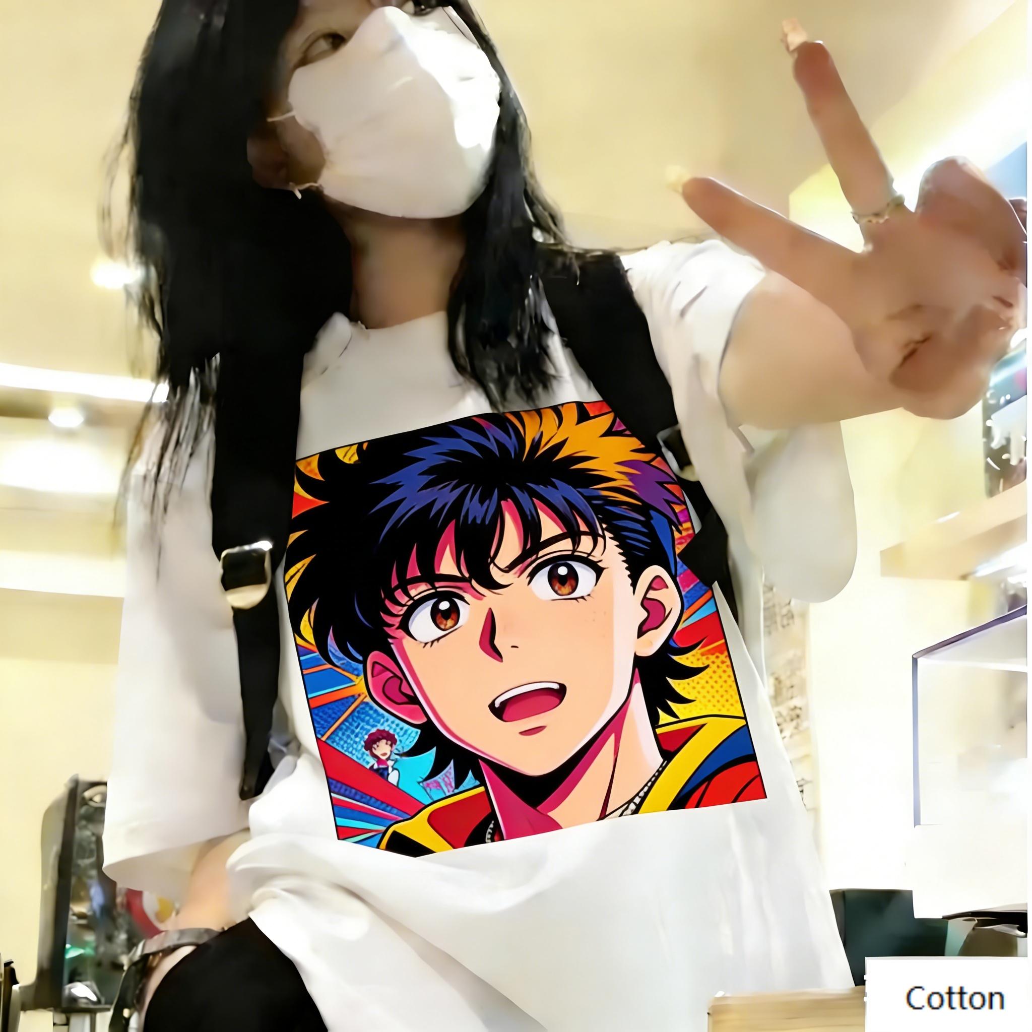 

Streetwear Unisex Cotton TShirt Featuring Edgy Retro Anime Boy Design Pop Art Style Top for Trendy Individuals 4XL