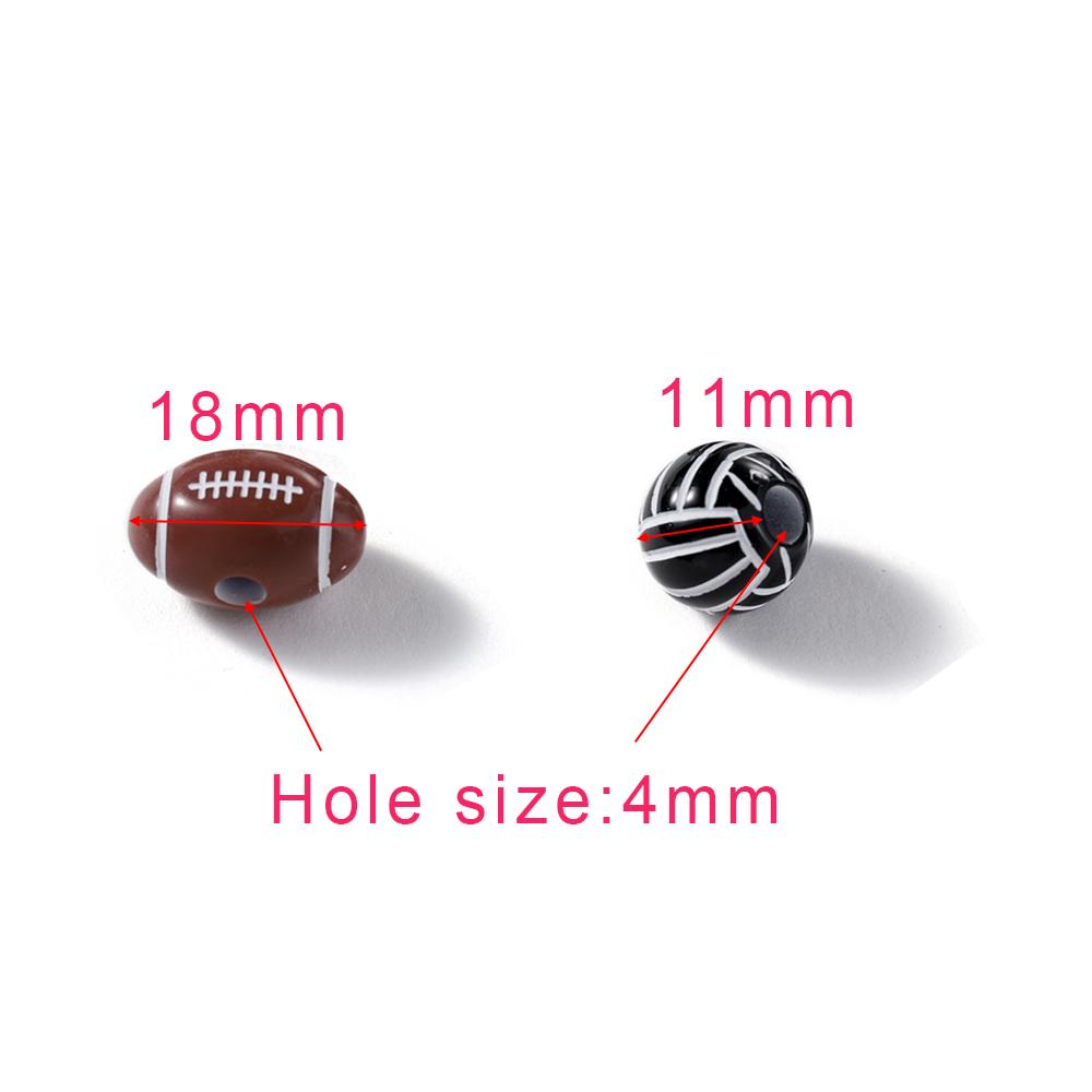 30 Teile/los Acryl Rugby Tennis Basketball Perlen Sport Spacer Perlen für DIY Schmuck Machen Armband Halskette Handwerk Zubehör
