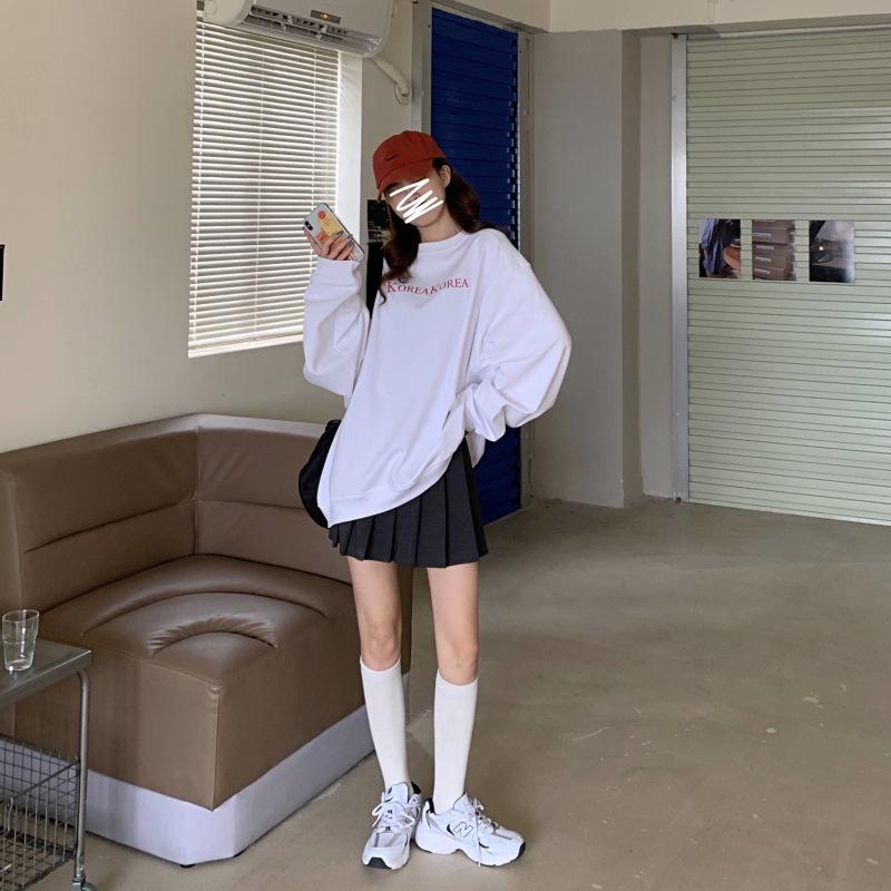 Dame Lyseblå Retro Street Style Koreansk Løs Genser