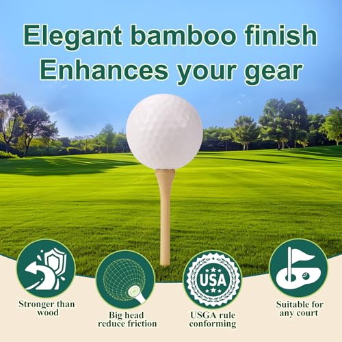 Natural Bamboo Golf Tee 100 Pcs 83mm