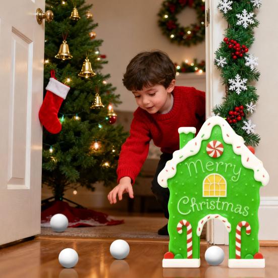 Yousheng Christmas Gingerbread Golf Game Set Indoor Party Activity Golf Game with Candy Cane Club And 6 Balls Holiday Party Games for Family Kids